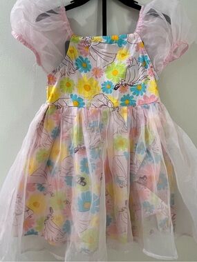 Disney Girls Pink Pastel Floral Princess Dress